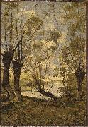 Henri Harpignies Willows on the Banks of the Loire oil painting on canvas